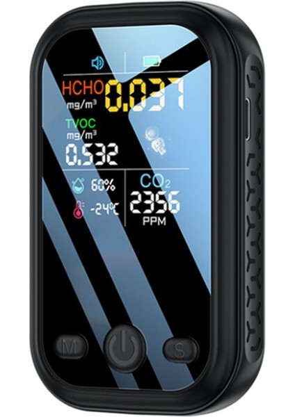 5 Arada 1 Co2 Metre Dijital Sıcaklık Nem Test Co2 Sensörü Tvoc Hcho Co2 Detektör Hava Kalitesi Monitörü (Siyah) (Yurt Dışından)