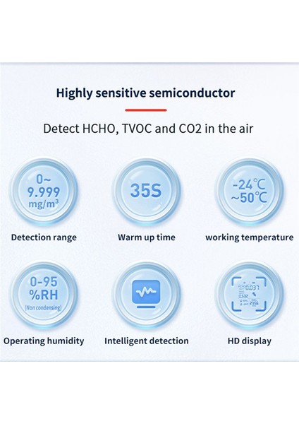 5 Arada 1 Co2 Metre Dijital Sıcaklık Nem Test Co2 Sensörü Tvoc Hcho Co2 Detektör Hava Kalitesi Monitörü (Siyah) (Yurt Dışından) fiyatları