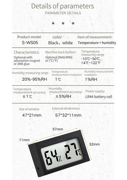 4pcs Araç Sürüngen Termometresi S-WS05 Balık Tankı Için Mini Termo-Higrometre ℃/℉ Beyaz (Yurt Dışından) modelleri