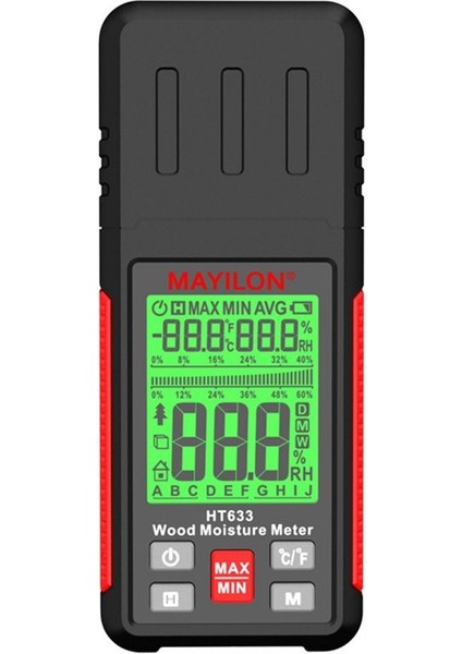 Mayilon HT633 LCD Ekran Dijital Ahşap Nem Ölçer Ahşap Nem Test Cihazı Higometre Kereste Nem Dedektörü (Yurt Dışından)