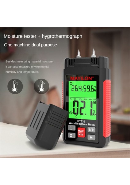 Mayilon HT633 LCD Ekran Dijital Ahşap Nem Ölçer Ahşap Nem Test Cihazı Higometre Kereste Nem Dedektörü (Yurt Dışından) modelleri