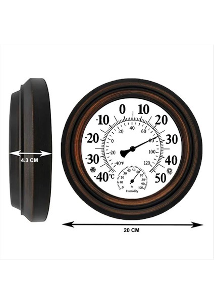 20 cm Antika Kapalı Dış Termometre Higrometre Sıcaklık Nem Ölçer Duvar Saati Termometre Ev Dekor (Yurt Dışından) fiyatları