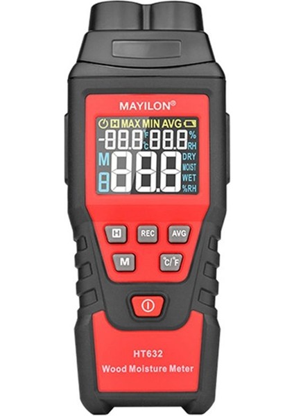Mayilon HT632 Ahşap Nem Ölçer Duvar Su Test Cihazı Dijital Nem Metre Iki Pin Higometre Beton Dedektörü (Yurt Dışından)