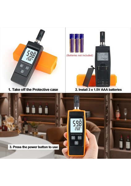 Endüktif Dijital Sıcaklık ve Nem Ölçer Ölçüm Aralığı 0-100%RH -20-80 ℃ Sıcaklık Nem Monitörü (Yurt Dışından)