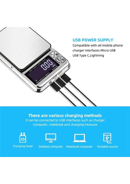 Yüksek Hassas Mücevher Ölçeği 1000GX0 01G Dijital LCD Sayım Ölçek Paslanmaz Cep Mutfak Ölçekleri USB Ücreti (Yurt Dışından) fırsatları