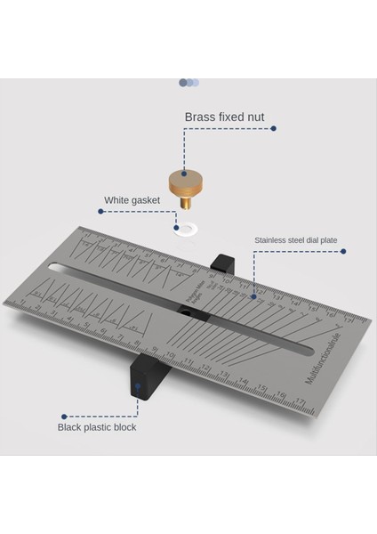 Woodworking Scribe Cetveli Çok Func Square Cetvel Işareti Işareti Ölçüm Düzen Aracı Ayarlanabilir Eğim Göstergesi (Yurt Dışından) fiyatları