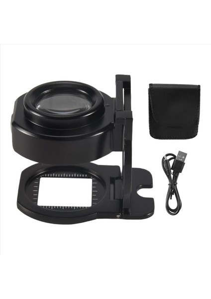 6 Işık USB Üç Katlı Masaüstü Taşınabilir Metal Göz Loupe Ölçekli Dikiş Magnifleme Camına Sahip 25X Loupe Büyüteç (Yurt Dışından) modelleri