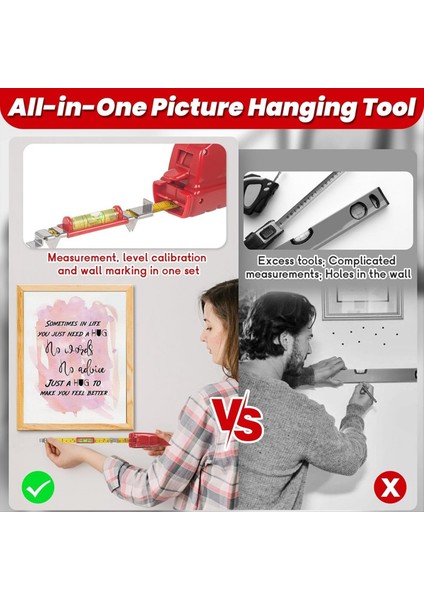 Resim Çerçeve Seviyesi Cetveli Taşınabilir Duvar Asma Kiti ile Resim Asma Araçları 1 Resim Askıda (Yurt Dışından) fırsatları