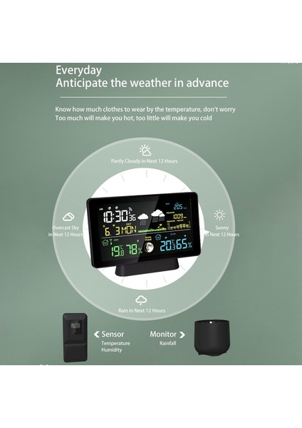 7 5 Inç Renkli LCD Kablosuz Hava Tahmin Istasyonu Dijital Termometre Higometre Trend Barometre Ay Faz Eu Fiş (Yurt Dışından) fırsatları