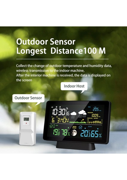 7 5 Inç Renkli LCD Kablosuz Hava Tahmin Istasyonu Dijital Termometre Higometre Trend Barometre Ay Faz Eu Fiş (Yurt Dışından) indirimleri