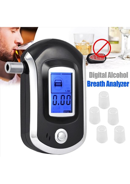 LCD Ekranlı 20 Ağızlıklı Profesyonel Dijital Nefes Breathalyzer ile AT6000 Alkol Test Cihazı (Yurt Dışından) fiyatları