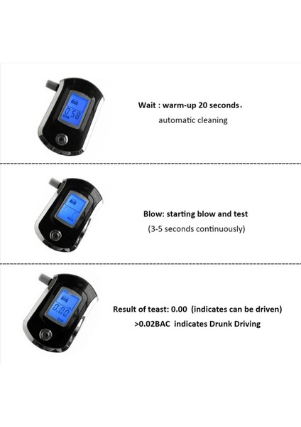 LCD Ekranlı 20 Ağızlıklı Profesyonel Dijital Nefes Breathalyzer ile AT6000 Alkol Test Cihazı (Yurt Dışından) fırsatları