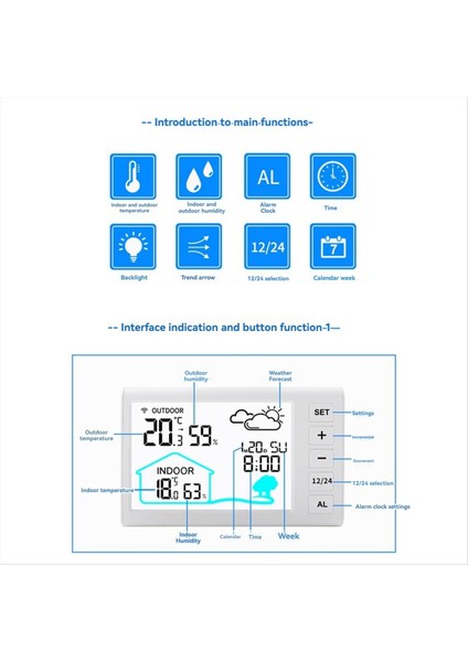 Kapalı Dış Termometre Higrometre Kablosuz Hava Istasyonu Ev Hava Tahmini Saat Hava Istasyonları (Yurt Dışından)