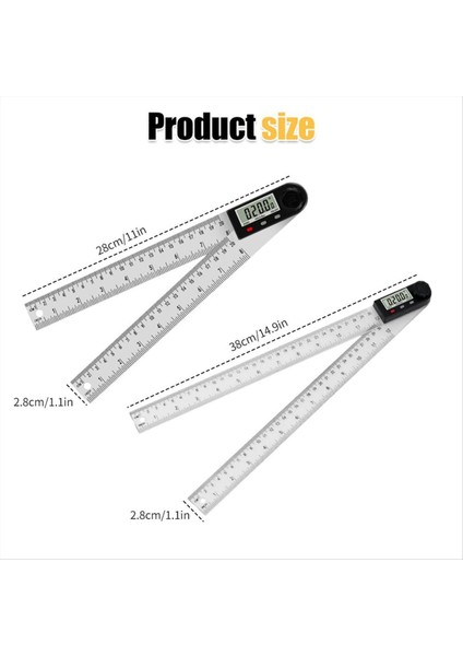 Dijital Ekran Açısı Cetveli 2&#39 Si 1 Arada Hassas Cetvel ve Dijital Açı Bulucu Önleyici (ABS-200MM) (Yurt Dışından) fiyatları