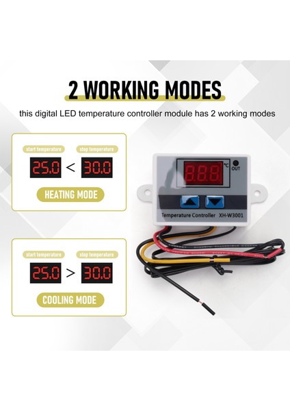 3pcs XH-W3001 Dijital LED Sıcaklık Denetleyici Modülü Dijital Termostat Anahtarı Termostat (12V 10A 120W) (Yurt Dışından) indirimleri