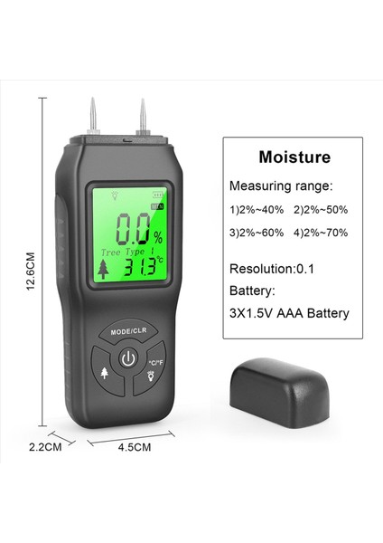 2x Dijital Nem Ölçer Su Dedektörü Nem Test Cihazı Pim Tipi Arkadan Aydınlatmalı LCD Ekran Ahşap Nem Test Cihazı (Yurt Dışından) indirimleri