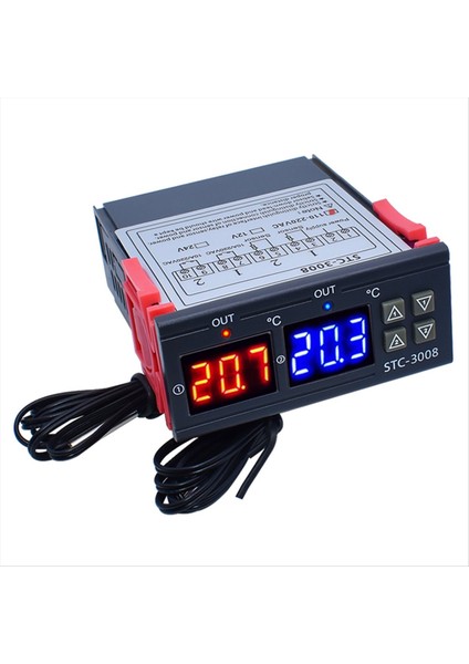 Çift Dijital STC-3008 Sıcaklık Denetleyicisi Prob Sıcaklık Kontrolörlü Iki Röle Çıkışı Termostat Isıtıcı B (Yurt Dışından)