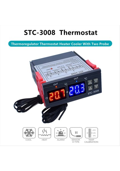 Çift Dijital STC-3008 Sıcaklık Denetleyicisi Prob Sıcaklık Kontrolörlü Iki Röle Çıkışı Termostat Isıtıcı B (Yurt Dışından) fırsatları