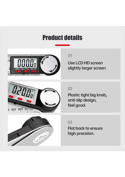 Dijital Ekran Açısı Cetveli 2 Arada Hassas Cetvel ve Dijital Açı Bulucu Önleyici (Paslanmaz ÇELIK-300MM) (Yurt Dışından) fırsatları