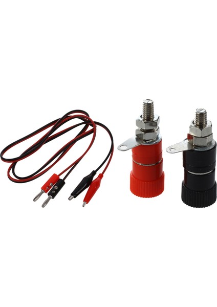 2 Pcs Kırmızı Siyah Banana Timsah Klipsleri Prob Test Kablosu 1m &amp 10 Pcs 3 8mm Iplik 4mm Muz Tapası Soketi Bağlama Post Değiştirme Değiştirme (Yurt Dışından)