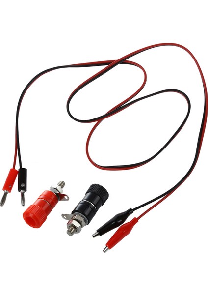 2 Pcs Kırmızı Siyah Banana Timsah Klipsleri Prob Test Kablosu 1m &amp 10 Pcs 3 8mm Iplik 4mm Muz Tapası Soketi Bağlama Post Değiştirme Değiştirme (Yurt Dışından) fırsatları