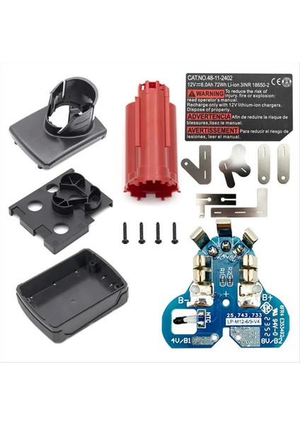 M12 Pil Plastik Kılıf Pcb Devre Kart Etiketi Milwaukee 12V 10 8V 48-11-2411 Li-Ion Pil Kutusu Konut Kabuğu (Yurt Dışından)