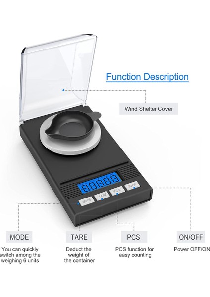 Hassas Ölçek 0 001G x 50G Ağırlık Miligram Ölçeği Mutfak Dijital Ölçeği Cep Ölçeği Tare Fonksiyonu (Yurt Dışından) fiyatları