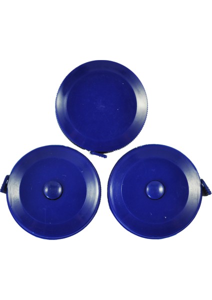 3 Adet 150CM 60 Inç Itme Düğmesi Mavi Kasa Yumuşak Geri Çekilebilir Bant Ölçütü (Yurt Dışından)