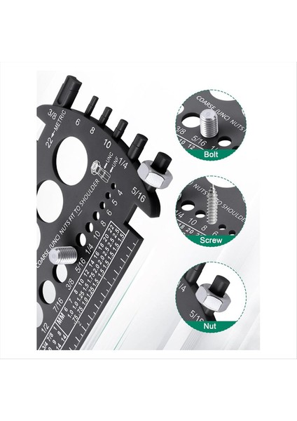 Cıvata Göstergesi (Metrik ve Sae) Fındık ve Cıvataları Hızlı Bir Şekilde Boyutlandırma Için Cıvata Solizer Plastik Cıvata Ölçüm Aracı Iplik Göstergesi Siyah (Yurt Dışından) fiyatları