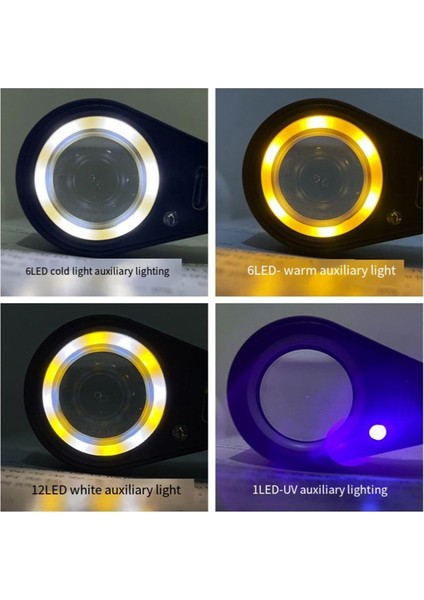 Şarj Edilebilir Dört Renkli Işık Kaynağı 13LED Büyüteç Elmas Kuyumcu Loupe Kolye Mücevher Uv Lambası Mini Cep 10X (Yurt Dışından) indirimleri