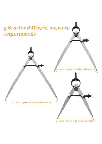 3 Parça Ayarlanabilir Kilitlenebilir Yay Kanadı Bölücü 4/6/8 Inç Karbon Çelik Kaliper Ölçüm Aracı Deri Pusula (Yurt Dışından) modelleri