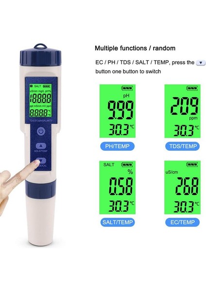 5 Su Kalitesi Test Cihazı Ph Tuzluluk Sıcaklık Test Kalemi Tds Içmek Için Arka Işıkla Tds (Yurt Dışından) modelleri