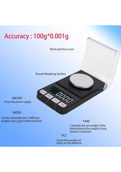 Yüksek Hassasiyetli 100G/0 001G Dijital Miligram Ölçekli Mücevher Ölçeği Cep Skal Yeniden Yükleme 50G Kalibrasyon Tartımı ile (Yurt Dışından) indirimleri