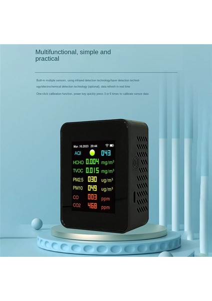 9 Arada 1 Dijital Sıcaklık Nem Test Cihazı Pm2 5 PM10 Hcho Tvoc Co2 Metre Wifi LCD Kızılötesi Sensör Monitörü Siyah (Yurt Dışından) fiyatları