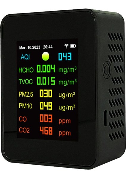 9 Arada 1 Dijital Sıcaklık Nem Test Cihazı Pm2 5 PM10 Hcho Tvoc Co2 Metre Wifi LCD Kızılötesi Sensör Monitörü Siyah (Yurt Dışından) indirimleri