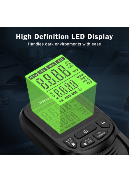 Dijital Araba Boya Kalınlığı Göstergesi HW400S Kaplama Kalınlık Metre Otomotiv Kaplama Ölçüm Cihazı Siyah (Yurt Dışından) fırsatları