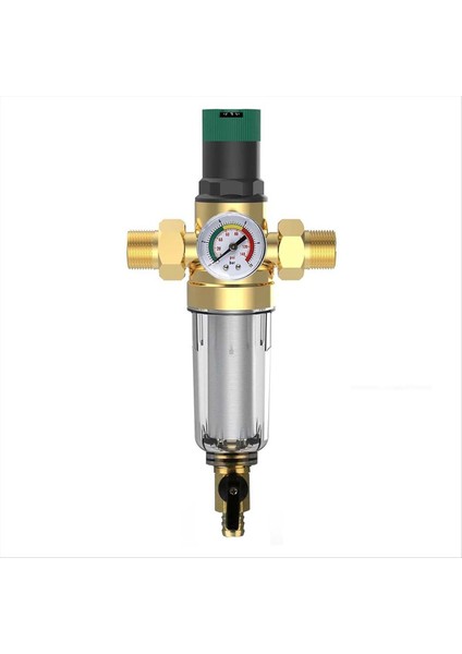 Basınç Regülatörü ve Basınç Göstergesi Olan Geri Yıkama Filtresi 3/4 Inçlik Ev Bağlantısı Yeniden Kullanılabilir Basınç Regülatörü (Yurt Dışından)