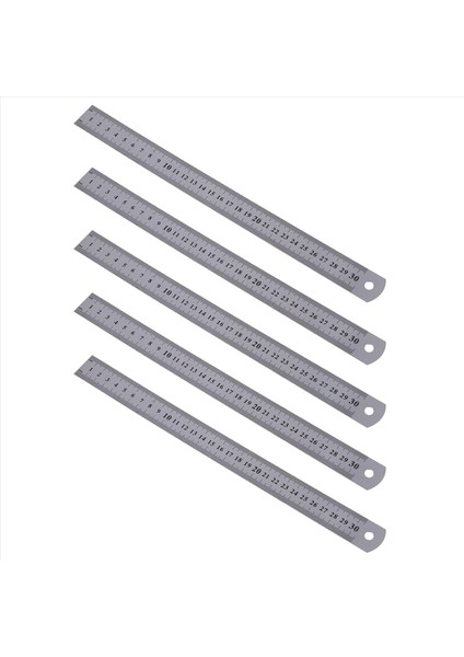 5x Paslanmaz Çelik Cetvel Ölçüm Metrik Fonksiyonu 30CM 12 Inç (Yurt Dışından)