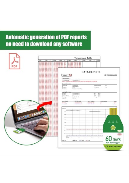 USB Sıcaklık Veri Oturum Cihazı Sıcaklık ve Nem Kaydedici Alarm Termometre Kaydedici Test Cihazı Raporu Pdf 120 Gün (Yurt Dışından) modelleri
