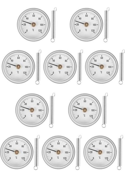 10 Adet 63MM Boru Klipsli Kadran Termometresi Sıcaklık Yuvarlak Plaka Göstergesi Yaylı Aralık 0-120 ℃ Alüminyum Kasa (Yurt Dışından)