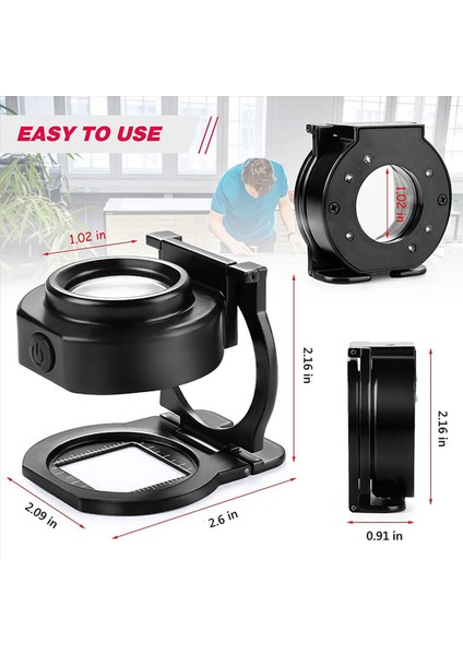 5pcs 25X Loupe Büyüteç 6 Işık USB Üç Katlı Masaüstü Taşınabilir Metal Göz Loupe Ölçekli Dikiş Magnifing Cam (Yurt Dışından) fiyatları