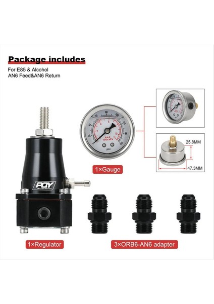Ayarlanabilir 30-70 Psı Efı Yakıt Basıncı Regülatör Kiti An6 Bağlantı Parçaları (Yurt Dışından) fırsatları