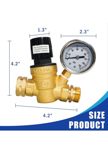 Rv Su Basınç Regülatörü Rv Için Gösterge ve Giriş Ekran Filtresi ile Ayarlanabilir Saplı Pirinç Su Basınç Regülatörü (Yurt Dışından) modelleri
