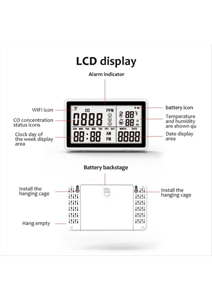 Tuya Wıfı Co Metre Sıcaklık ve Nem Test Cihazı Ev Hava Kalitesi Monitörü Karbon Monoksit Dedektörü (Yurt Dışından) modelleri