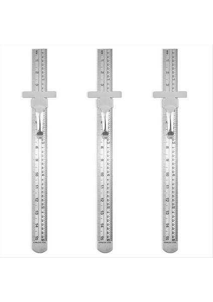 3 Paket Paslanmaz Çelik Cetvel 15 cm Metal Metrik Cetvel Seti Makinist&#39 In Hassas Milimetre Cetveli Ölçüm Araçları (Yurt Dışından)