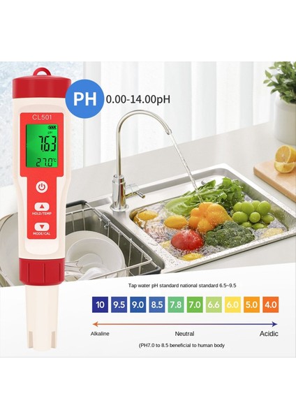 5 Arada 1 Su Kalitesi Tespit Kalemi Ph/ Kalan Klor/ Hidrojen/ Orp/ Sıcaklık Taşınabilir Çok Fonksiyonlu Test Kalemi (Yurt Dışından)