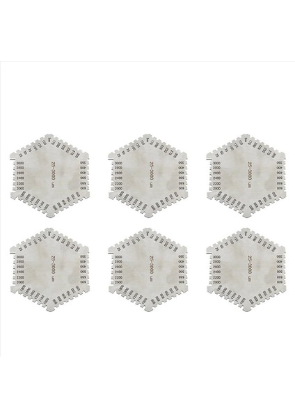 6x Yüksek Hassasiyetli Paslanmaz Çelik Altıgen Islak Film Alet Paslanmaz Çelik Islak Diyafram Kalınlık Göstergesi (Yurt Dışından)