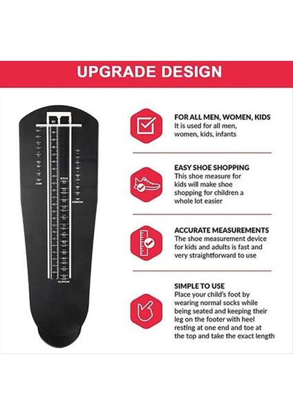 Ayakkabı Ölçümü Ayak Boyutu Ölçüm Cihazı Plastik Ayakkabı Ayak Ölçüm Cihazı Yetişkin Erkek ve Kadın Boyutu 2 Adet (Yurt Dışından) fırsatları