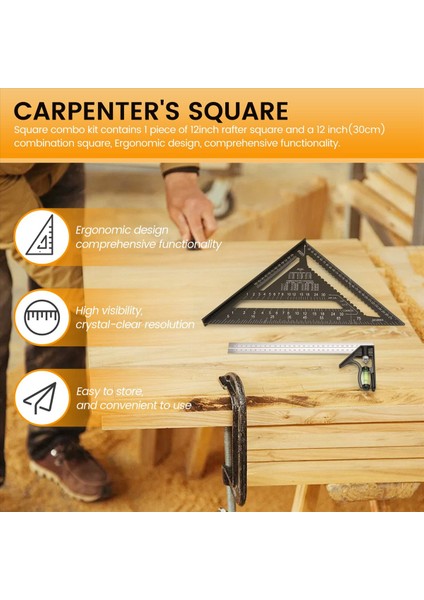 12 Inç Rafter Meydanı ve Kombinasyon Üçgen Meydanı Carpenter Meydanı Ahşap Çerçeveleme Meydanı Cetvel Itra Düzeni (Yurt Dışından) fırsatları