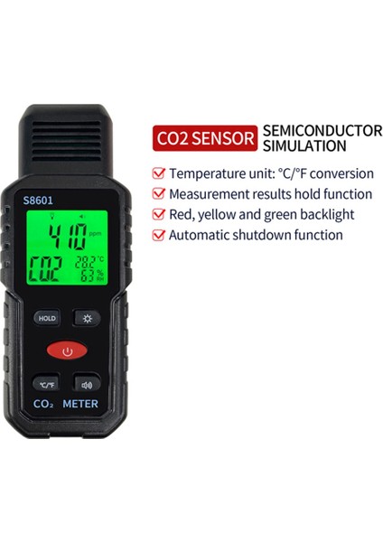 3 Arada 1 Co2 Meter Hava Kalitesi Monitörü Elde Taşınır 5000PPM Co2 Monitör Ölçüm Karbon Dioksit ℃/℉ Dedektör S8601 (Yurt Dışından) fiyatları